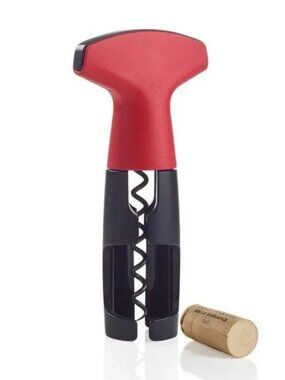 Tupperware Corkscrew & Insulated Wine Bottle Holder Set Red Plaid New